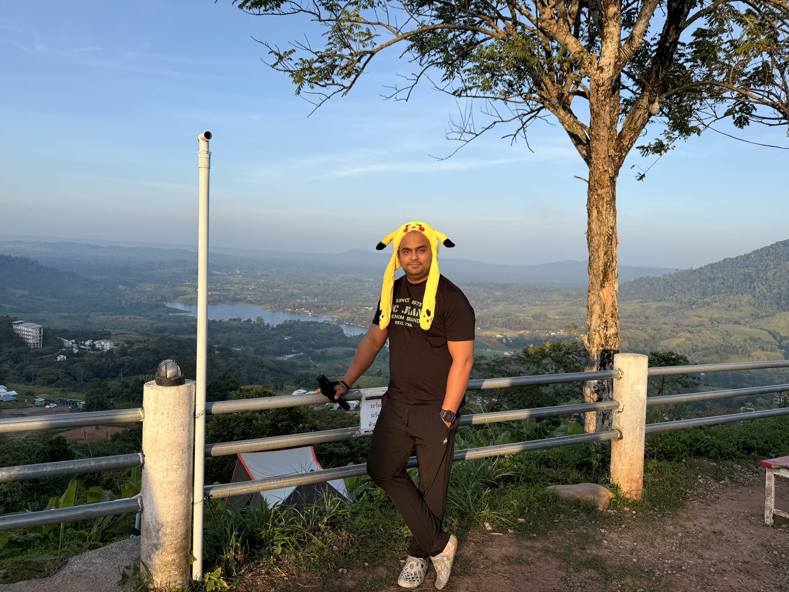 Saurabh at a hilltop viewpoint in northern Thailand